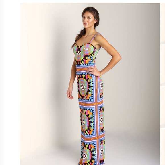 Mara Hoffman Bodycon XS Maxi Dress Long Cut Out Column Shakti Mosaic Sexy Print - Picture 13 of 16